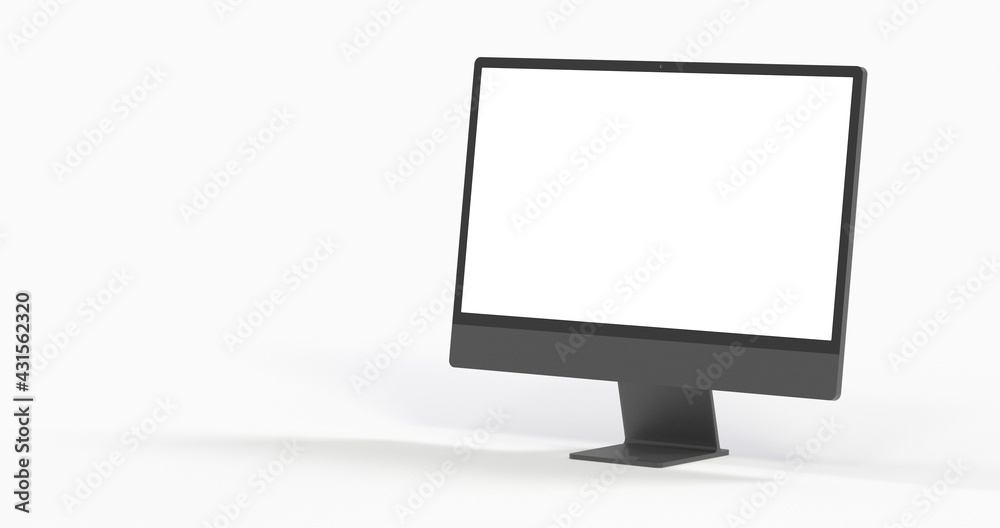 Realistic flat screen computer monitor 3de style mockup with blank screen isolated 3d Realistic flat screen computer monitor 3de style mockup with blank screen isolated 3d