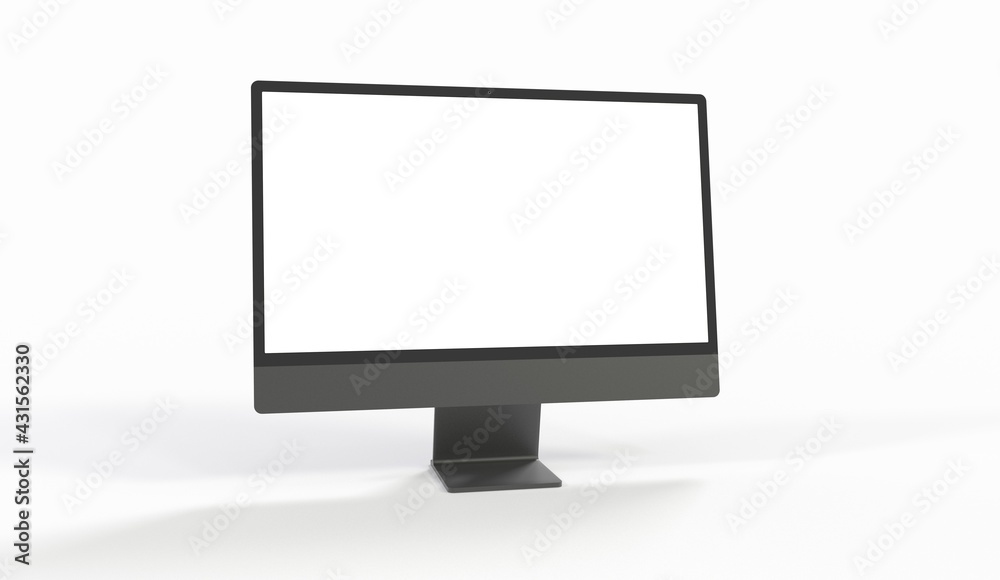 Realistic flat screen computer monitor 3de style mockup with blank screen isolated 3d Realistic flat screen computer monitor 3de style mockup with blank screen isolated 3d