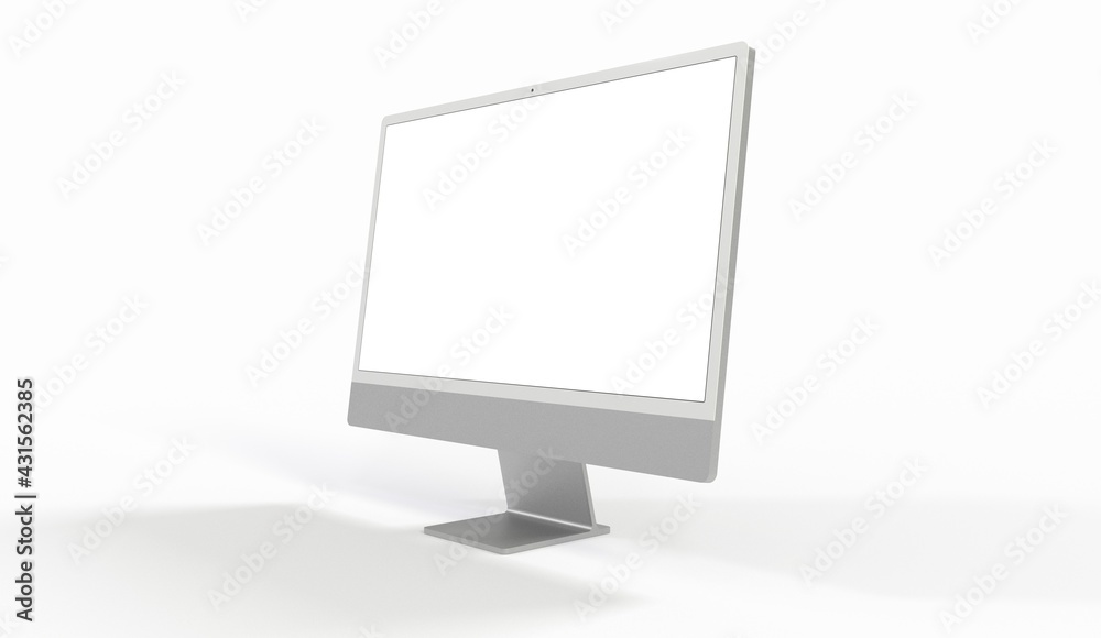 Realistic flat screen computer monitor 3de style mockup with blank screen isolated 3d - obrazy, fototapety, plakaty 