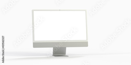 Computer display with blank white screen 3d.