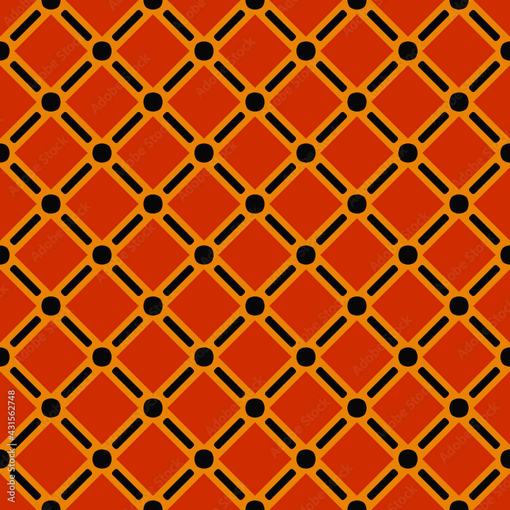 Fototapeta premium Orange seamless ornament. Diagonal same rhombuses in vector.