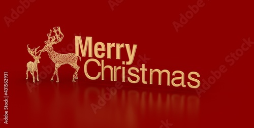 merry christmas card modern 3d minimal deer