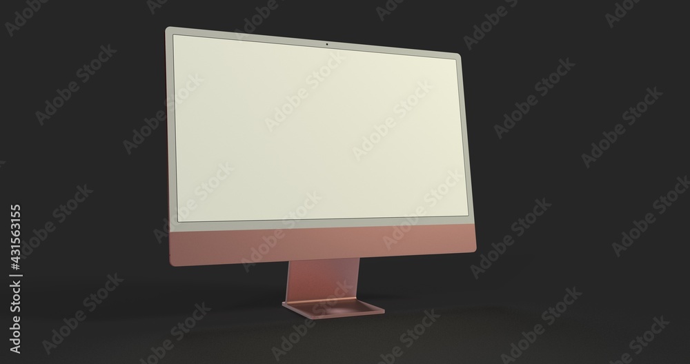 Computer display mock up with blank white screen. Stylish desktop computer mockup 3D Computer display mock up with blank white screen. Stylish desktop computer mockup 3D