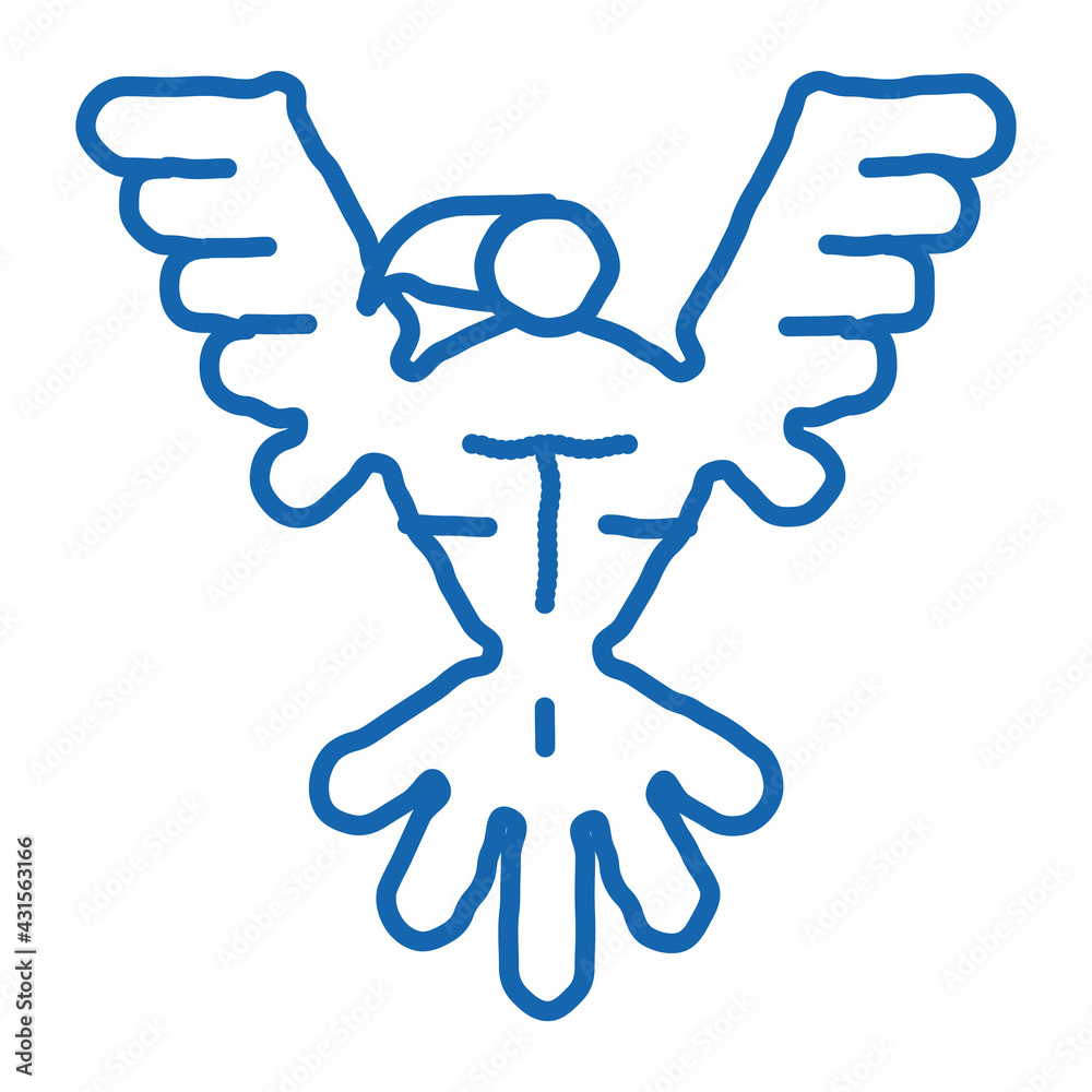Sacred Totem Bird doodle icon hand drawn illustration Sacred Totem Bird doodle icon hand drawn illustration
