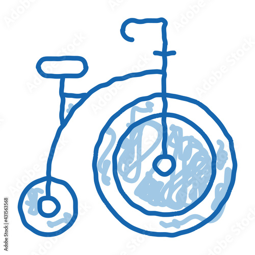 Penny Farthing doodle icon hand drawn illustration