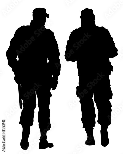 Special military forces in uniform on merican flag background