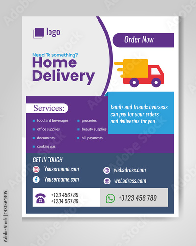 modern home delivery service flyer design.