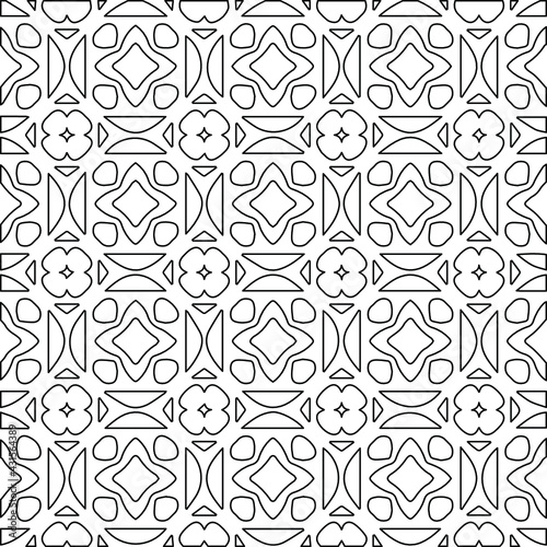 Geometric vector pattern with Black and white colors. Seamless abstract ornament for wallpapers and backgrounds.