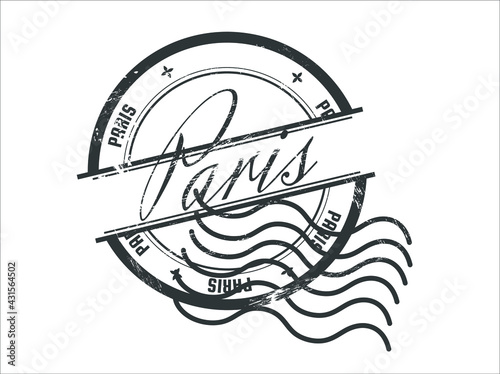 stamp paris in line isolated on a white background. seal, stamp, print with the inscription paris