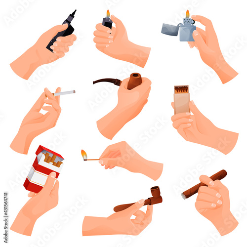 Smoking tools set, vector icons for smoking