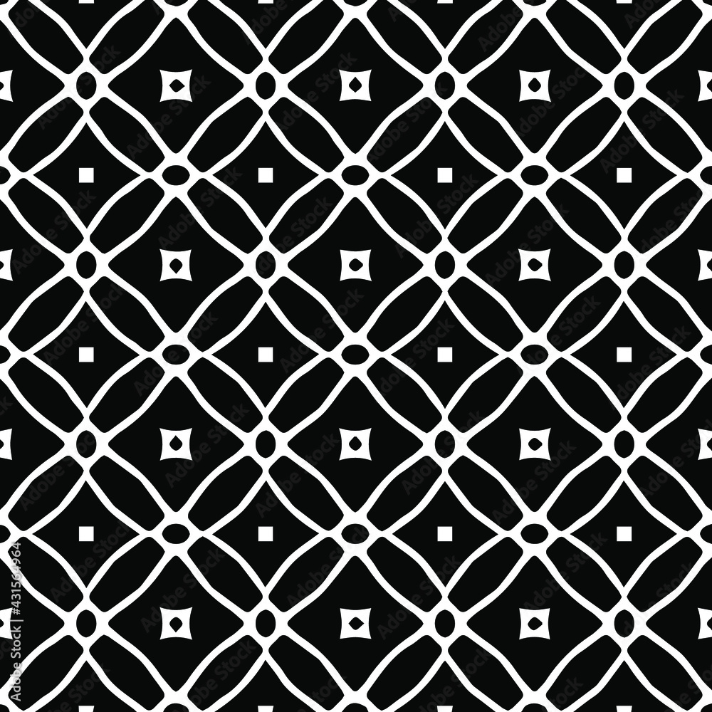Fototapeta premium Geometric vector pattern with Black and white colors. Seamless abstract ornament for wallpapers and backgrounds.