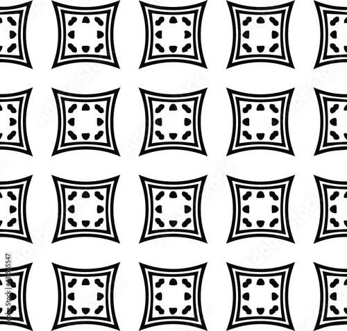  Geometric vector pattern with Black and white colors. Seamless abstract ornament for wallpapers and backgrounds.