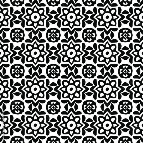  Geometric vector pattern with Black and white colors. Seamless abstract ornament for wallpapers and backgrounds.