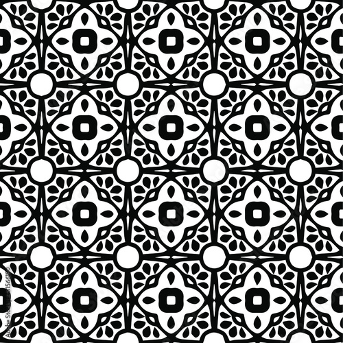  Geometric vector pattern with Black and white colors. Seamless abstract ornament for wallpapers and backgrounds.