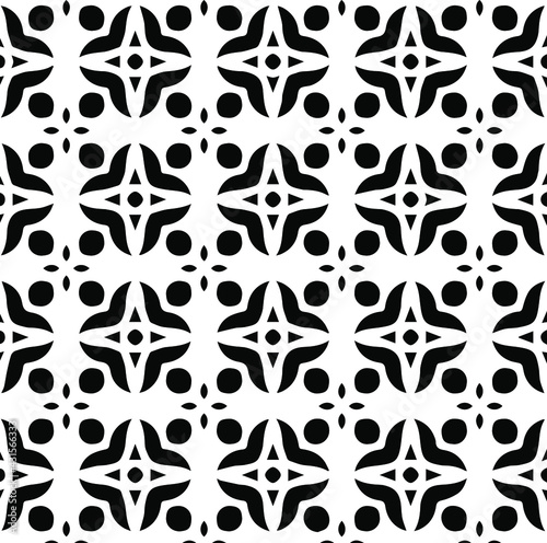 Geometric vector pattern with Black and white colors. Seamless abstract ornament for wallpapers and backgrounds.