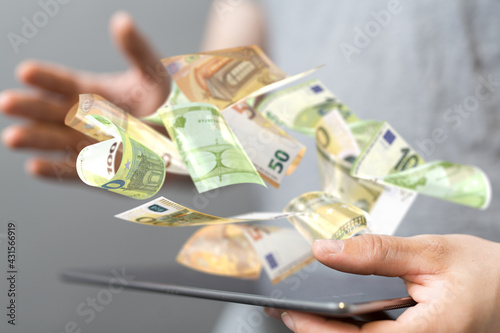 bill euro banknote in hand ...