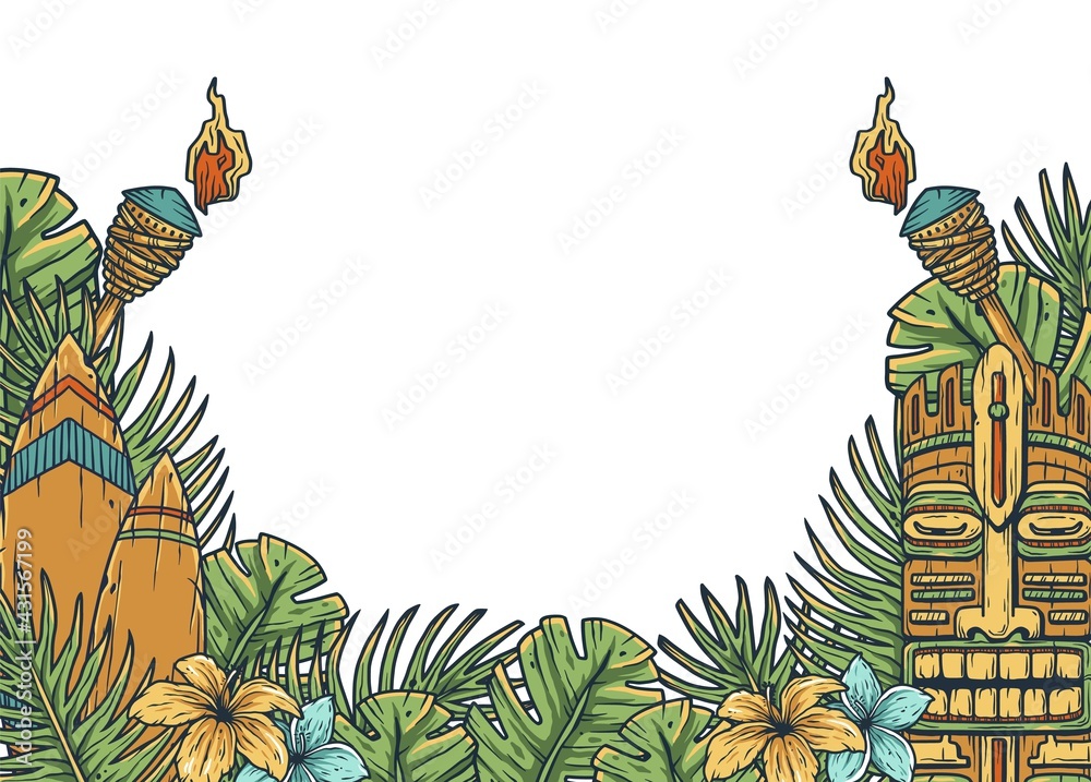 Design of trendy hawaii surf for tiki bar. Traditional ethnic surfing ...