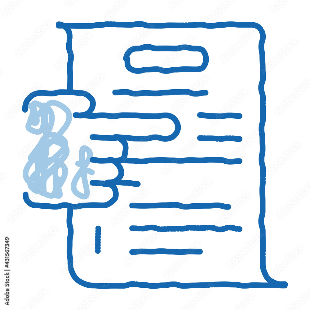 transaction document pointer doodle icon hand drawn illustration