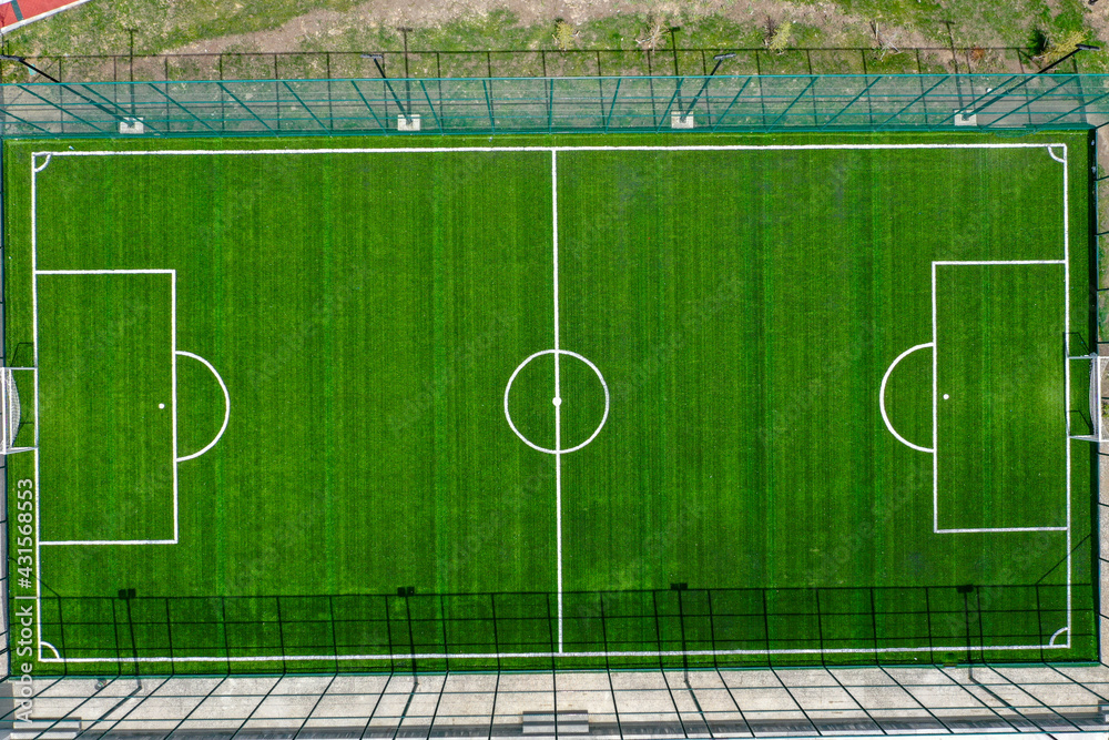 Fototapeta premium Aerial view of football field