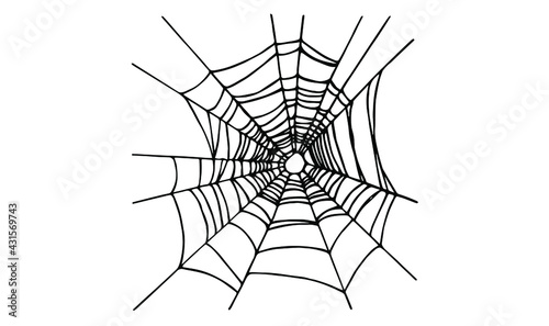 Halloween icons: thin monochrome icon set, black and white kit. Creepy and funny jack face, bat, lettering, spider web. Vector illustration spider web. Hand draw art 