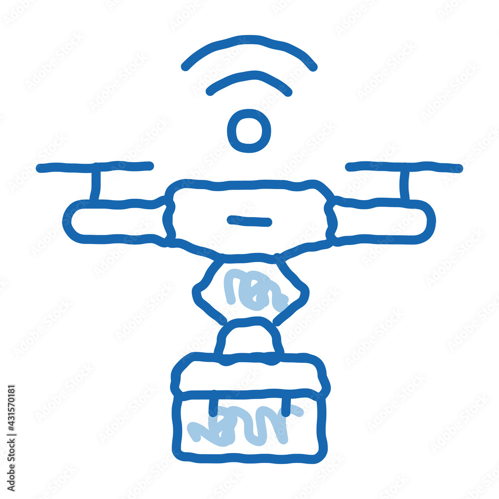 wifi powered drone doodle icon hand drawn illustration wifi powered drone doodle icon hand drawn illustration