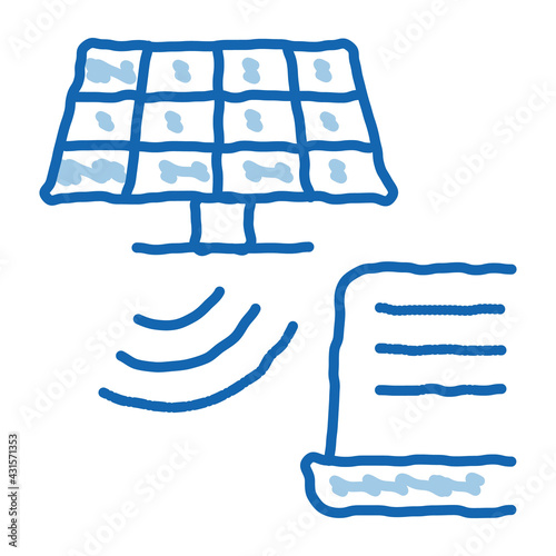 solar signal transmission to computer doodle icon hand drawn illustration photo