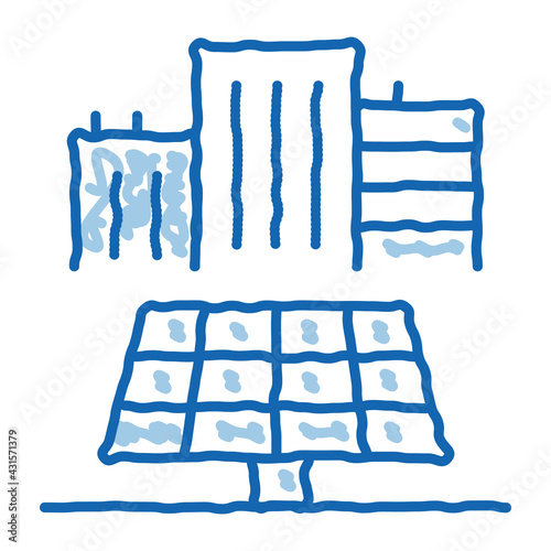 providing solar panels for residential buildings doodle icon hand drawn illustration