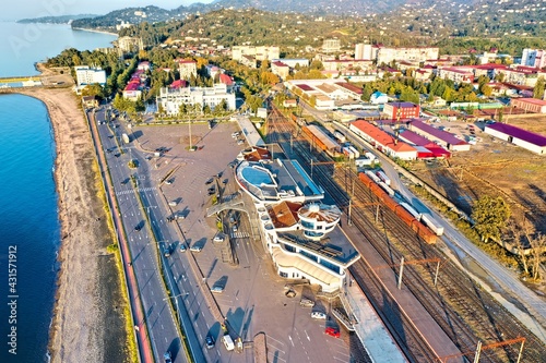 Batumi, Georgia - May 1, 2021: Railway station with drone