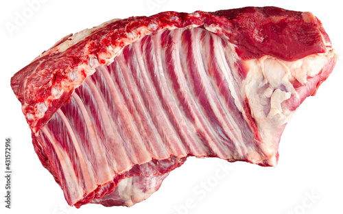 Isolated fresh raw beef ribs meat part on the white background
