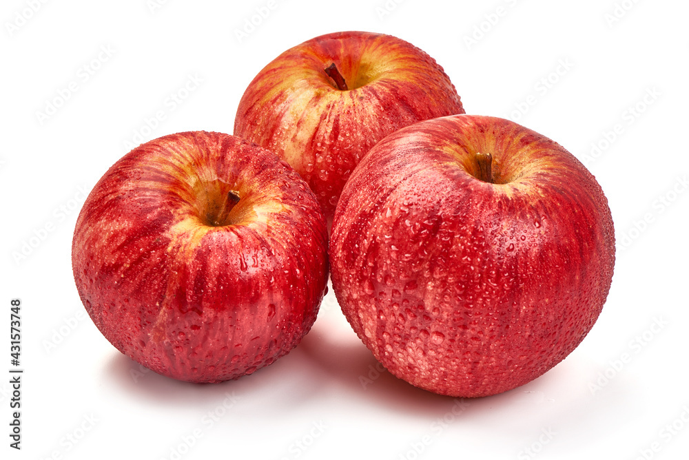 Shiny Red ripe apples, isolated on white background. High resolution image