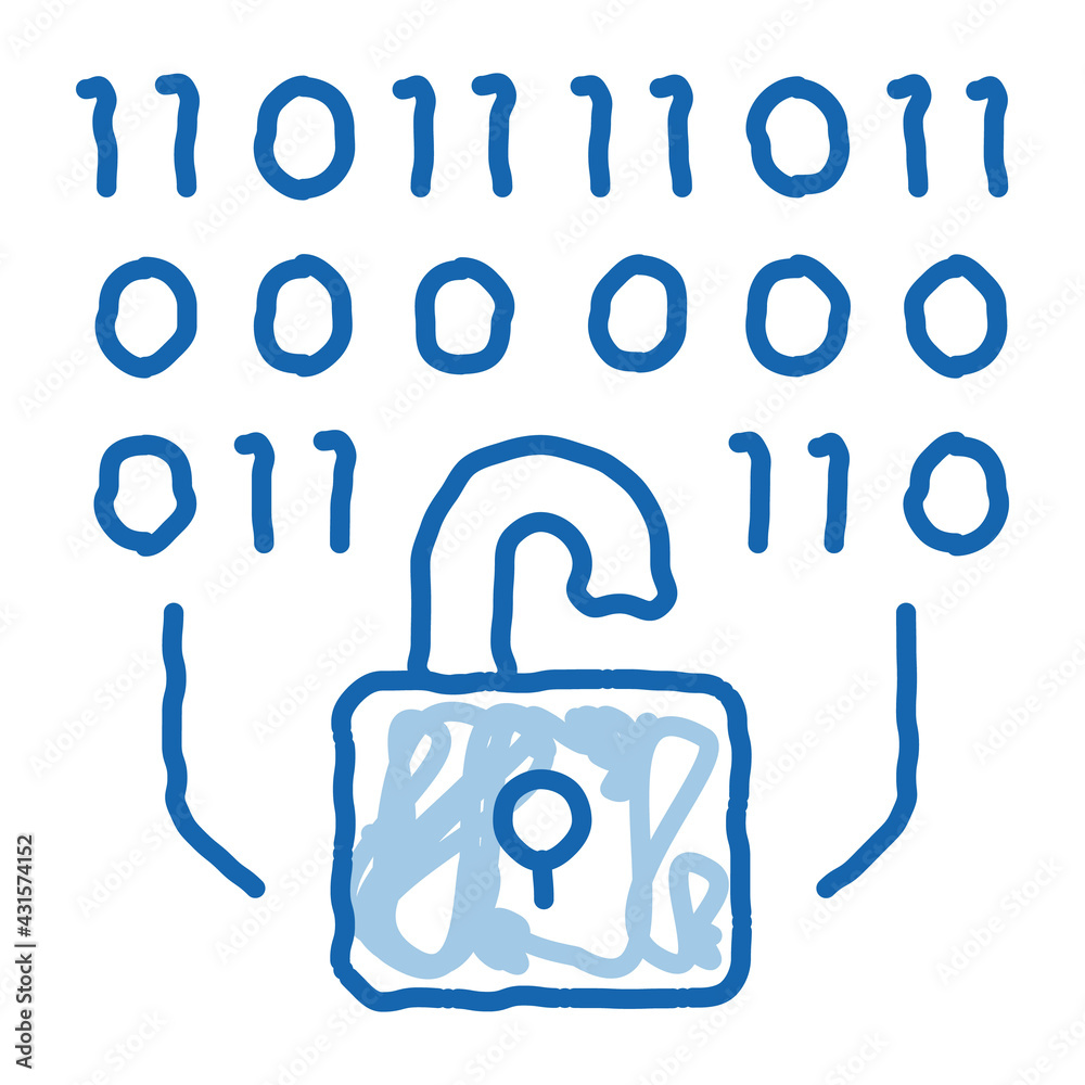 binary security code doodle icon hand drawn illustration binary security code doodle icon hand drawn illustration