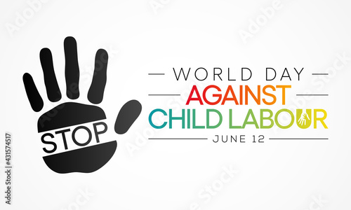 World day against Child Labour (WDACL) is observed every year on June 12, aiming to raise awareness and activism to prevent child Labour. Vector illustration.