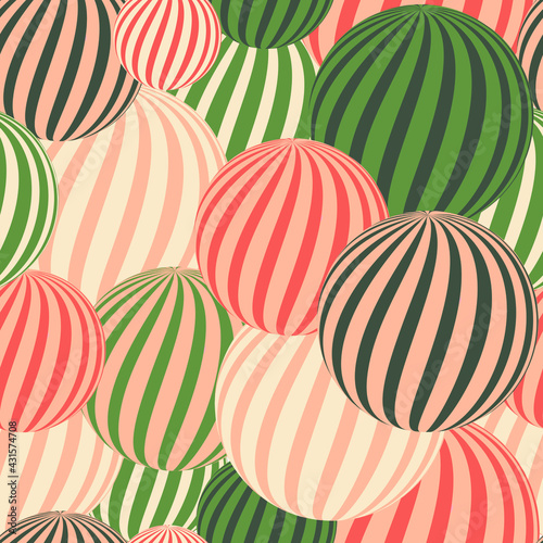 Seamless pattern with geometric abstraction in pastel colors for fabrics, textiles, wallpaper, pillow decor. Sphere with stripes. Vector graphics.