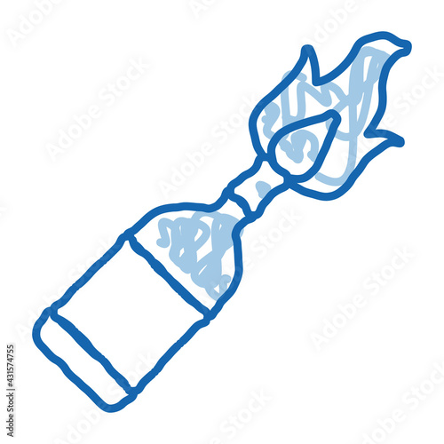 burning bottle doodle icon hand drawn illustration