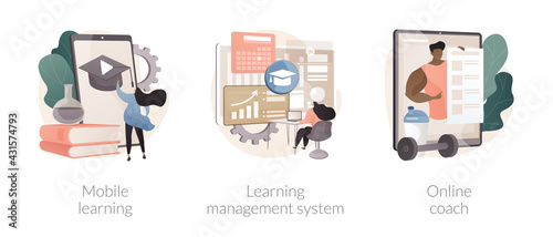 Learning management system abstract concept vector illustrations.