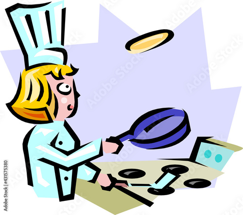 girl fries pancakes in a pan. Female hands cooking with ingredient. A girl with red hair prepares soup. Girl cook prepares soup. The cook pours the ingredients into the casserole.
