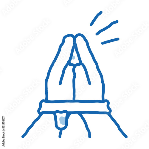 tied hands asking for help doodle icon hand drawn illustration