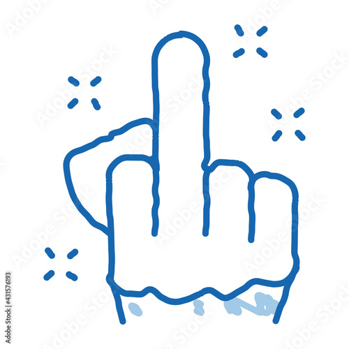 third finger gesture doodle icon hand drawn illustration