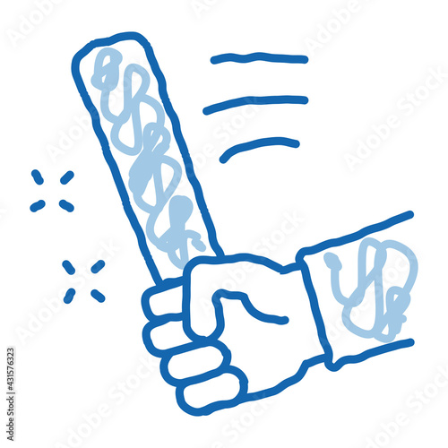 man hand with bat doodle icon hand drawn illustration