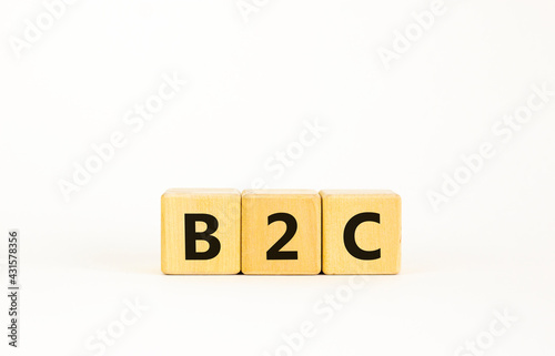 B2C - business to customer symbol. Concept word 'B2C - business to customer' on cubes on a beautiful white background. Business and B2C - business to customer concept. Copy space.