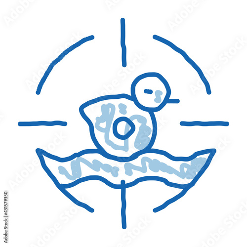 toy duck shooting doodle icon hand drawn illustration