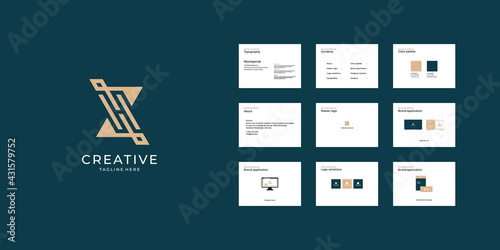 Letter s, sh logo and brand guide template