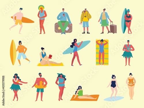 Set of different vector summer people