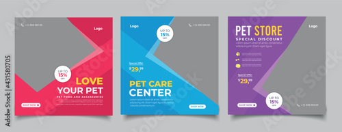 Pet shop banner for social media instagram post template