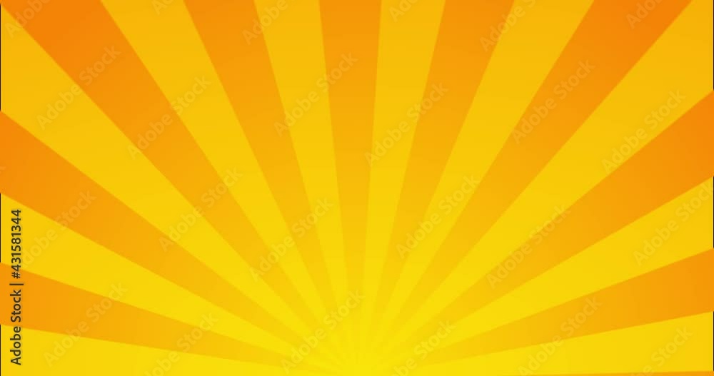 Sunburst animated. Sunbeams background animation. Yellow-orange rays. Retro background. 4k animation.