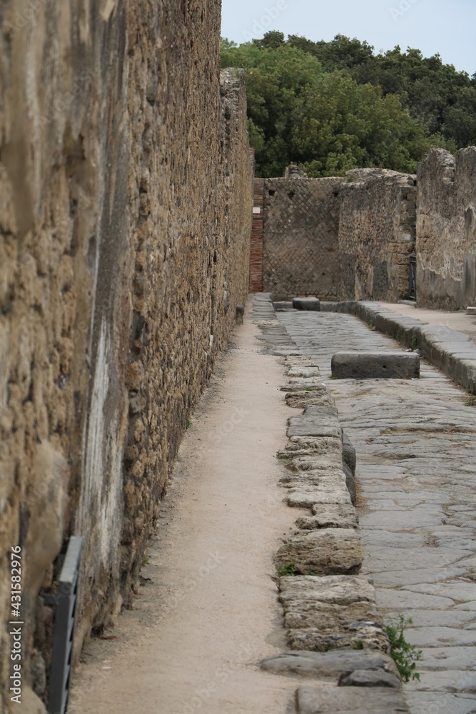 Street in ancient city of Pompeii, Italy