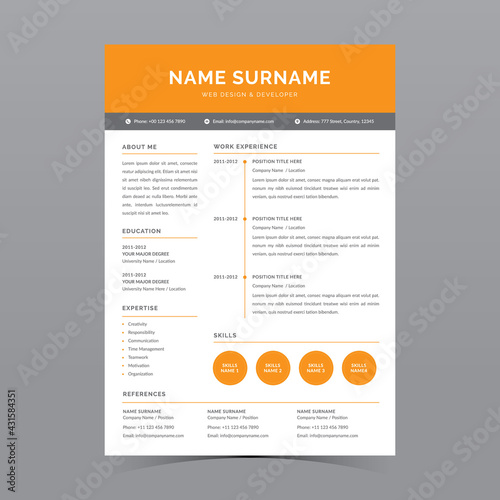 Professional Resume Template Vector Design