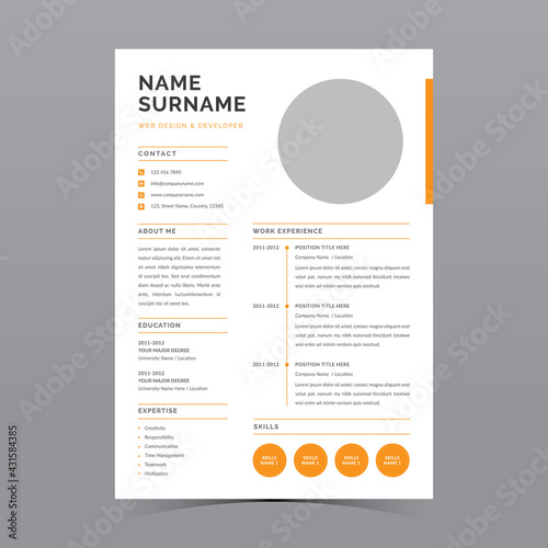 Professional Resume Template Vector Design