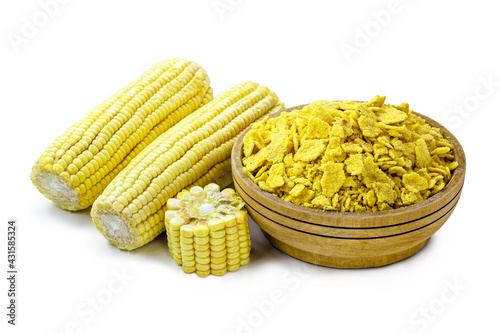 Flaked corn flour or biju flour, it is a hydrated flour, crushed and then roasted. The result is thick flakes photo