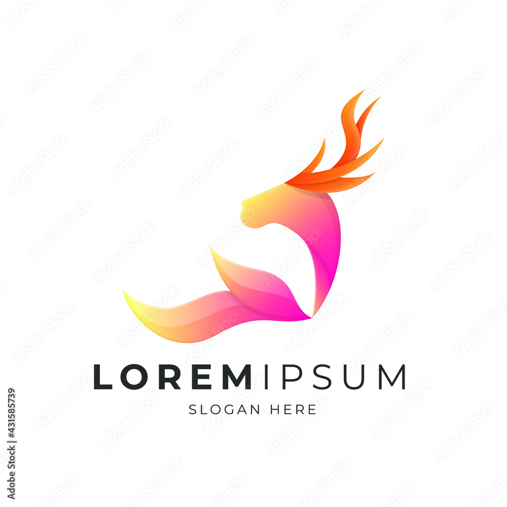 Obraz premium deer logo with flame horn